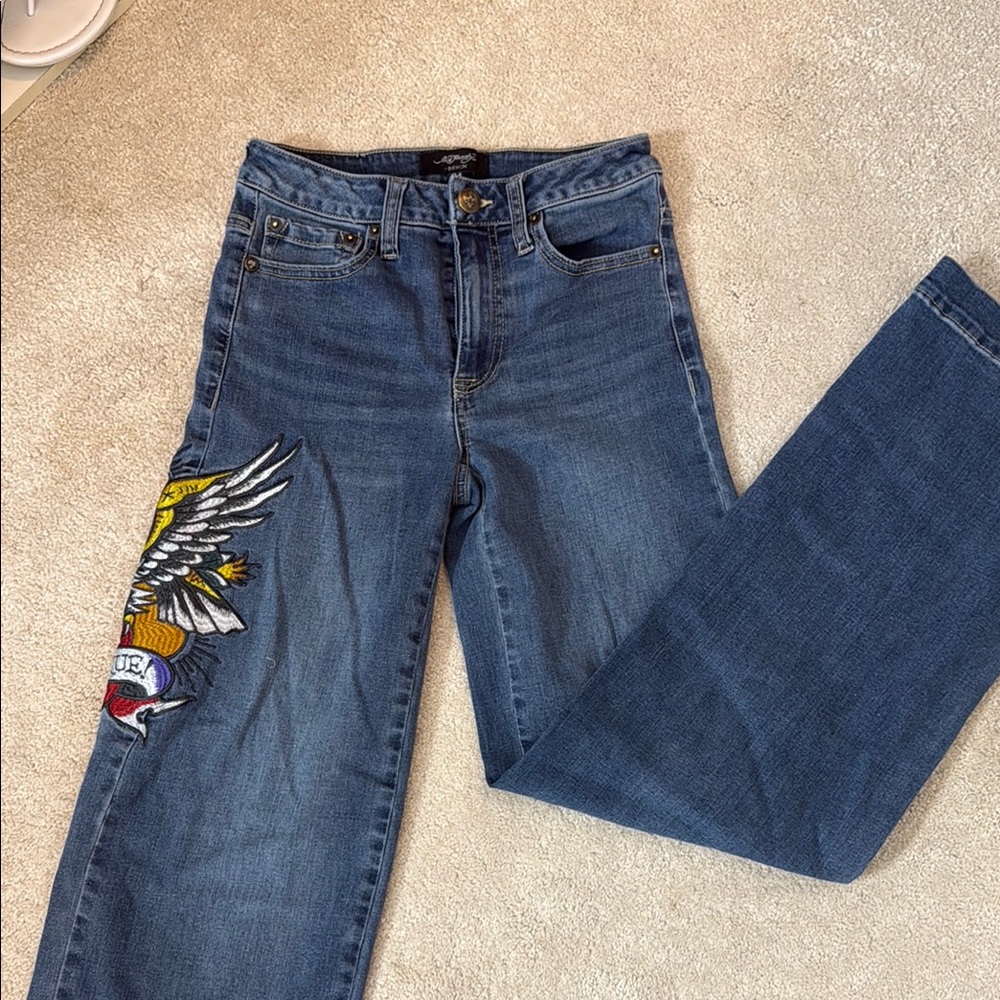 Ed Hardy | Artistic Embroidered Straight Leg Jeans